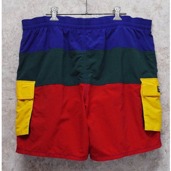 画像3: 【ビンテージ】【ＬＬビーン】【L.L.bean】【紺ｘ赤ｘ黄ｘ緑】クレイジーパターン【バギーズショーツ】【ナイロンショーツ】【Ｍ／Ｌ】 