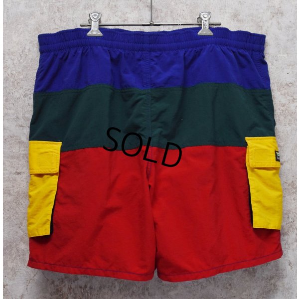 画像3: 【ビンテージ】【ＬＬビーン】【L.L.bean】【紺ｘ赤ｘ黄ｘ緑】クレイジーパターン【バギーズショーツ】【ナイロンショーツ】【Ｍ／Ｌ】 
