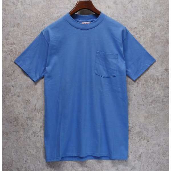 画像1:  デッドストック 90's【USA製】Wear Guard ウェアガード【ビンテージ】水色 胸ポケット 無地 【Tシャツ】【サイズＬ】 