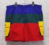 【ビンテージ】【ＬＬビーン】【L.L.bean】【紺ｘ赤ｘ黄ｘ緑】クレイジーパターン【バギーズショーツ】【ナイロンショーツ】【Ｍ／Ｌ】 