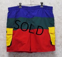 【ビンテージ】【ＬＬビーン】【L.L.bean】【紺ｘ赤ｘ黄ｘ緑】クレイジーパターン【バギーズショーツ】【ナイロンショーツ】【Ｍ／Ｌ】 