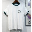 画像1: 【70's】【USA製】【ビンテージ】【チャンピオン】【Champion】【BROOKS CREW】染み込みプリント【白ｘ緑】【リンガーTシャツ】【サイズL】<br> (1)