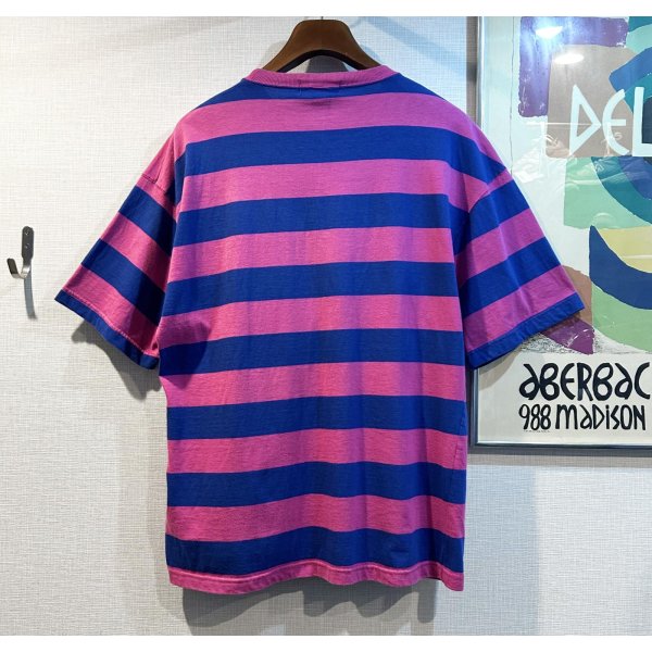 画像3: 〜90's USA製 ビンテージ【Eddie Bauer】【エディーバウアー】【青ｘ赤ピンク】【ボーダー】【Tシャツ】【サイズＬ】 