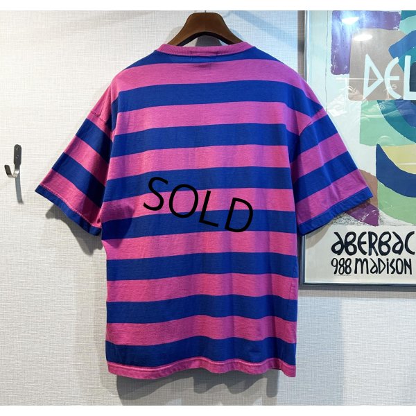 画像3: 〜90's USA製 ビンテージ【Eddie Bauer】【エディーバウアー】【青ｘ赤ピンク】【ボーダー】【Tシャツ】【サイズＬ】 