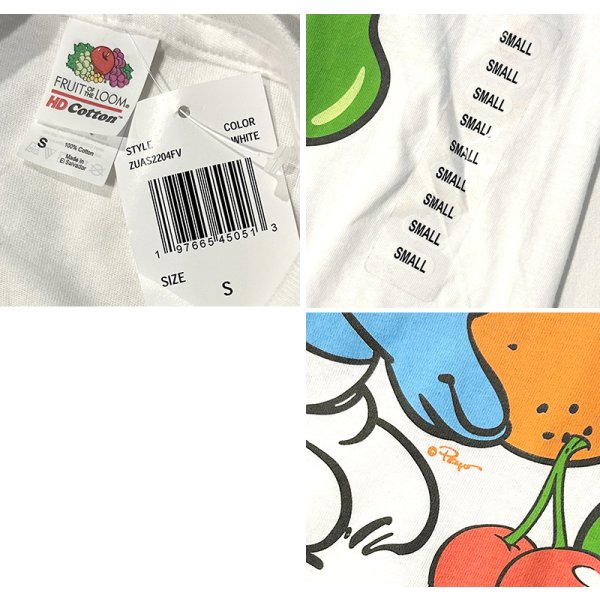 画像2: 新品未使用  ビンテージ【FRUIT OF THE LOOM】フルーツオブザルーム【FRESH FRUITY】スマーフ【白】【 Tシャツ】【サイズS】 