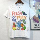 新品未使用  ビンテージ【FRUIT OF THE LOOM】フルーツオブザルーム【FRESH FRUITY】スマーフ【白】【 Tシャツ】【サイズS】 