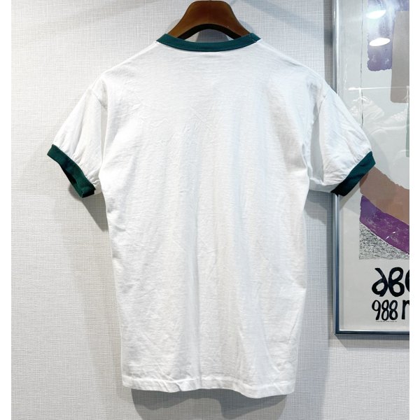 画像3: 【70's】【USA製】【ビンテージ】【チャンピオン】【Champion】【BROOKS CREW】染み込みプリント【白ｘ緑】【リンガーTシャツ】【サイズL】 