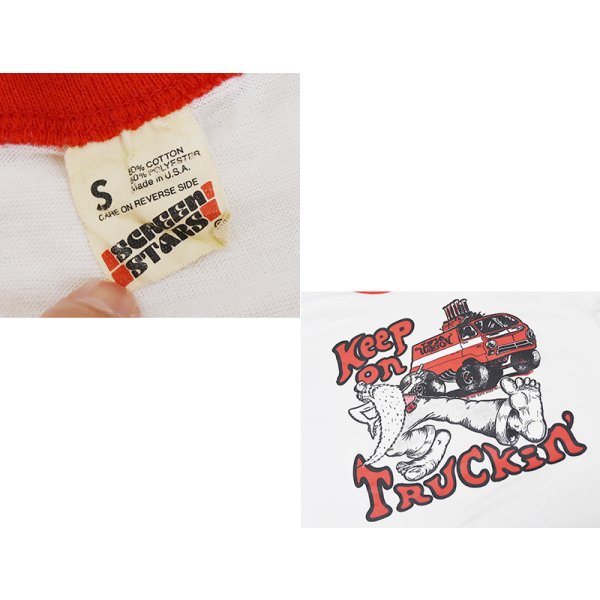 画像2: 80's【USA製】ビンテージ【SCREEN STARS】スクリーンスターズ【白×赤リンガー】【Keep on Truckin】リンガーT【Tシャツ】【サイズＳ】 