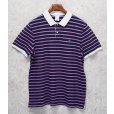 画像1: 【デッドストック】新品未使用【ブルックスブラザーズ】Brooks Brothers【胸ロゴ入り】【コットン】【紺×紫ボーダー】【ポロシャツ】【サイズL】<br> (1)