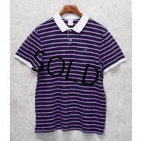 【デッドストック】新品未使用【ブルックスブラザーズ】Brooks Brothers【胸ロゴ入り】【コットン】【紺×紫ボーダー】【ポロシャツ】【サイズL】 