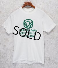 【ワンウォッシュ】ほぼ未使用 80's【USA製】【ビンテージ】HERITAGE BANK【クリーム×緑文字】プリント【Tシャツ】【サイズＬ】 