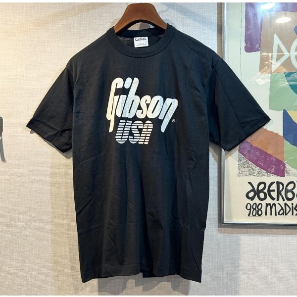 画像1: 【デッドストック】 80's【USA製】【ビンテージ】【Tee Jays】【黒】【ギブソン】ギター【プリント】【Tシャツ】【サイズL】 