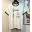 画像1:  デッドストック 【未使用】80's【USA製】スクリーンスターズ【ビンテージ】【NEW LENOX METHODIST】白ｘ緑【リンガーTシャツ】【サイズＬ】<br> (1)