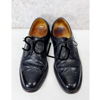 【ビンテージ】【フローシャイム インペリアル】【黒】【ウィングチップシューズ】【8 1/2D】【26.5cm程度】 