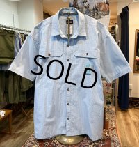 ビンテージ【パタゴニア】patagonia【水色】チェック ポリコットン 半袖シャツ【サイズXL】 