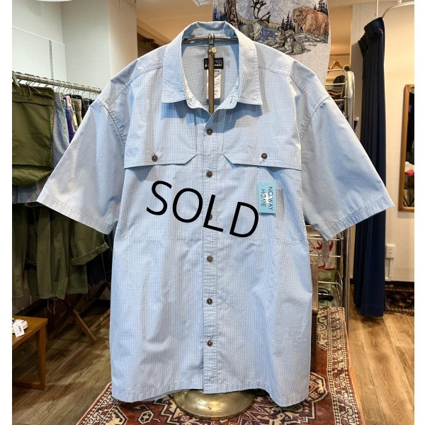 画像1: ビンテージ【パタゴニア】patagonia【水色】チェック ポリコットン 半袖シャツ【サイズXL】 