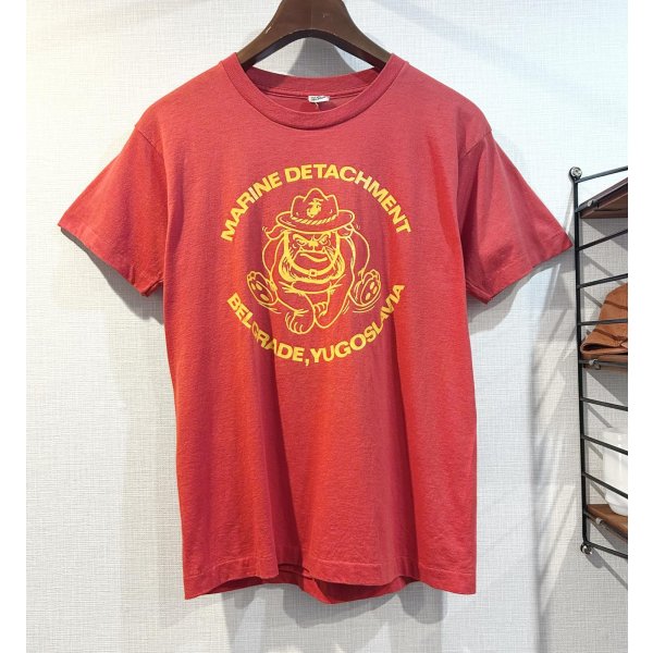 画像1: 80’s【USA製】ビンテージ【スクリーンスターズ】【USMC】【ブルドッグ】【赤】Tシャツ【サイズＬ】 