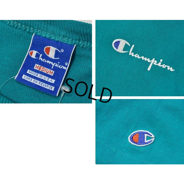 画像2: 【〜90's】【USA製】【ビンテージ】【チャンピオン】【Champion】胸ロゴプリント【エメラルド】【Tシャツ】【サイズM】 