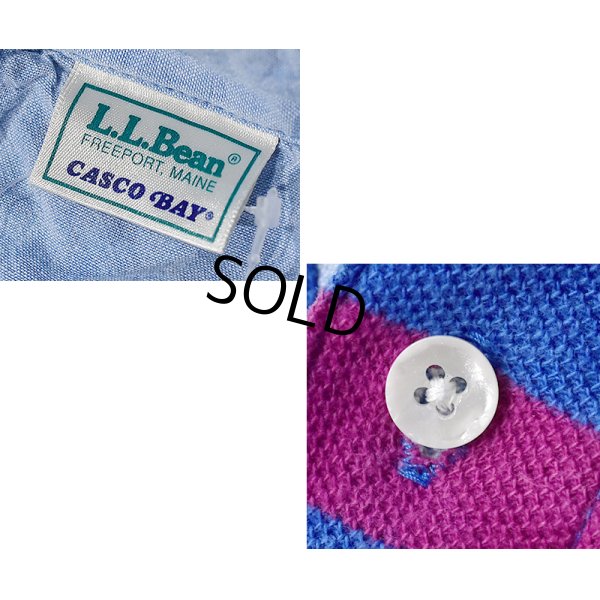 画像2: ~90's【ビンテージ】【L.L.Bean】【L.L.ビーン】カスコベイ【青×紫】【ボーダー】【ポロシャツ】L程度 