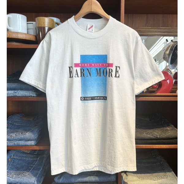 画像1: 90's【USA製】ビンテージ【ジャージーズ】【EARN MORE】【白】【Ｔシャツ】【サイズL】 