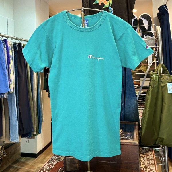 画像1: 【〜90's】【USA製】【ビンテージ】【チャンピオン】【Champion】胸ロゴプリント【エメラルド】【プリントTシャツ】【サイズM】 