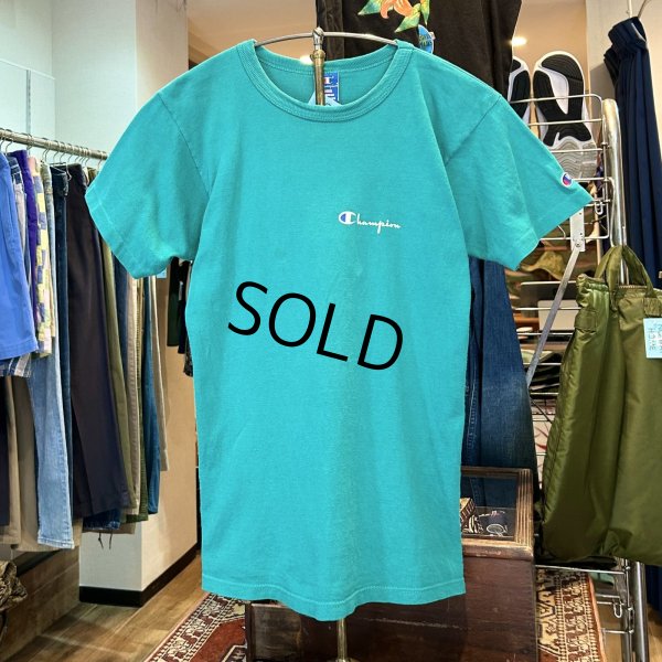 画像1: 【〜90's】【USA製】【ビンテージ】【チャンピオン】【Champion】胸ロゴプリント【エメラルド】【Tシャツ】【サイズM】 