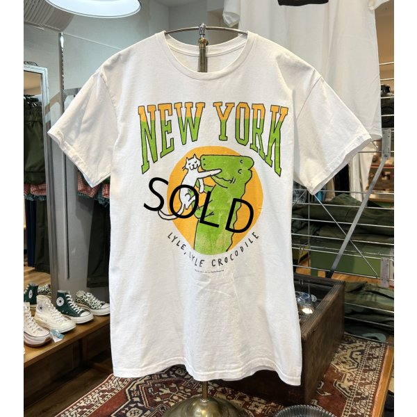 画像1: ビンテージ【GILDAN】ギルダン NEW YORK LYLE LYLE CROCODILE ライルライルクロコダイル ワニｘ猫【白】Tシャツ【サイズＭ】シング・フォー・ミー、ライル 