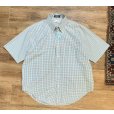 画像1: USA製【ビンテージ】JIM's Oxford shop【水色】【チェック】【コットン】半袖【ボタンダウンシャツ】【サイズXL】 <br> (1)
