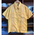 画像1: 【90’s】ビンテージ【GUAYABERA】グァジャベーラ 黄色【キューバシャツ】半袖開襟シャツ【XL程度】 <br> (1)