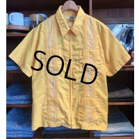 【90’s】ビンテージ【GUAYABERA】グァジャベーラ 黄色【キューバシャツ】半袖開襟シャツ【XL程度】  