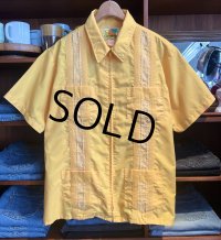 【90’s】ビンテージ【GUAYABERA】グァジャベーラ 黄色【キューバシャツ】半袖開襟シャツ【XL程度】  