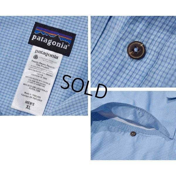 画像2: ビンテージ【パタゴニア】patagonia【水色】チェック ポリコットン 半袖シャツ【サイズXL】 
