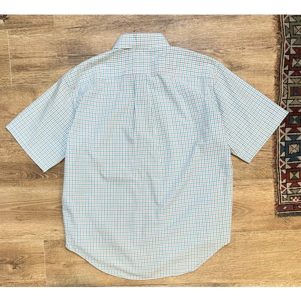 画像3: USA製【ビンテージ】JIM's Oxford shop【水色】【チェック】【コットン】半袖【ボタンダウンシャツ】【サイズXL】  