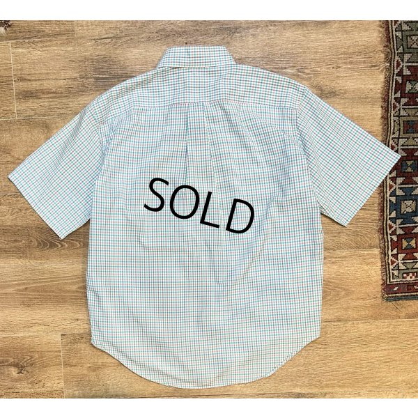 画像3: USA製【ビンテージ】JIM's Oxford shop【水色】【チェック】【コットン】半袖【ボタンダウンシャツ】【サイズXL】  