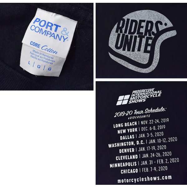 画像2: ビンテージ Port&Company【RIDERS UNITE】ヘルメット【黒】Tシャツ【サイズL】 