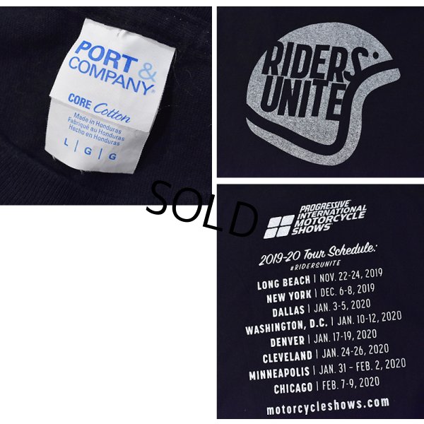 画像2: ビンテージ Port&Company【RIDERS UNITE】ヘルメット【黒】Tシャツ【サイズL】 