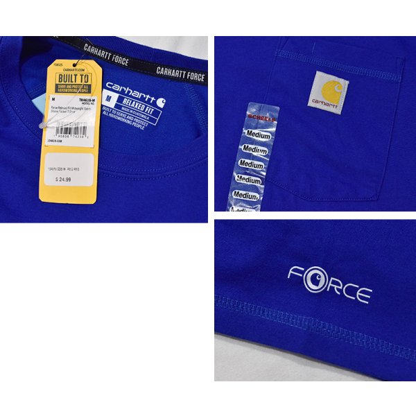 画像2: 未使用!!【ビンテージ】【カーハート】carhartt【RELAXED FIT】胸ポケット付き 青【Tシャツ】【サイズＭ】 