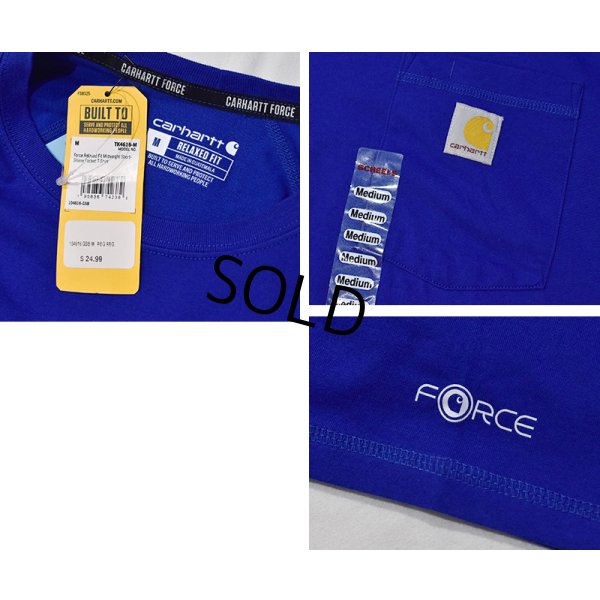 画像2: 未使用!!【ビンテージ】【カーハート】carhartt【RELAXED FIT】胸ポケット付き 青【Tシャツ】【サイズＭ】 