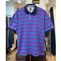 ~90's【ビンテージ】【L.L.Bean】【L.L.ビーン】カスコベイ【青×紫】【ボーダー】【ポロシャツ】L程度 
