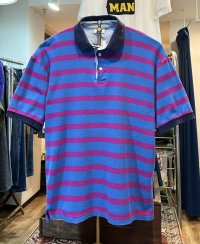 ~90's【ビンテージ】【L.L.Bean】【L.L.ビーン】カスコベイ【青×紫】【ボーダー】【ポロシャツ】L程度 