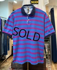 ~90's【ビンテージ】【L.L.Bean】【L.L.ビーン】カスコベイ【青×紫】【ボーダー】【ポロシャツ】L程度 