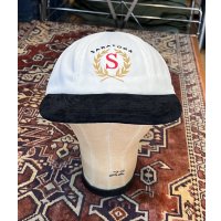 【デッドストック】【90's~】【USA製】【ビンテージ】【SARATOGA】【白×黒】【スエード】帽子【ベースボールキャップ】 