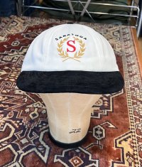 【デッドストック】【90's~】【USA製】【ビンテージ】【SARATOGA】【白×黒】【スエード】帽子【ベースボールキャップ】 