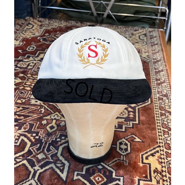 画像1: 【デッドストック】【90's~】【USA製】【ビンテージ】【SARATOGA】【白×黒】【スエード】帽子【ベースボールキャップ】 