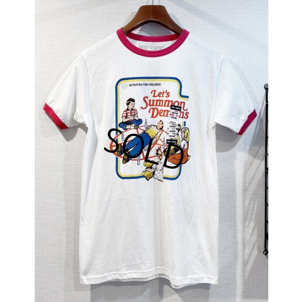 画像1: 【デッドストック】【ビンテージ】【HOT TOPIC】【Let's Summer Demons】【白ｘ赤】【リンガーTシャツ】【サイズM】 