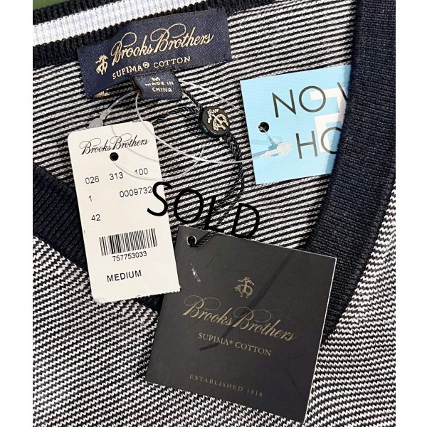 画像2: デッドストック【未使用品】【ビンテージ】【Brooks Brothers】【ブルックスブラザーズ】【紺×白ボーダー】【Vネックセーター】サイズＭ 