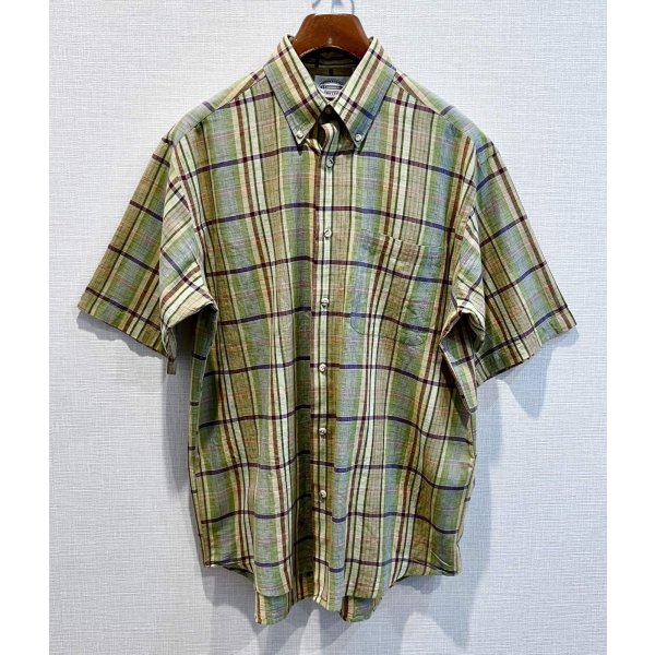 画像2: 90's~【インド製】【SPINNERSTOWN SHUTTLE】【黄色チェック】【半袖シャツ】【BDシャツ】【サイズM】 