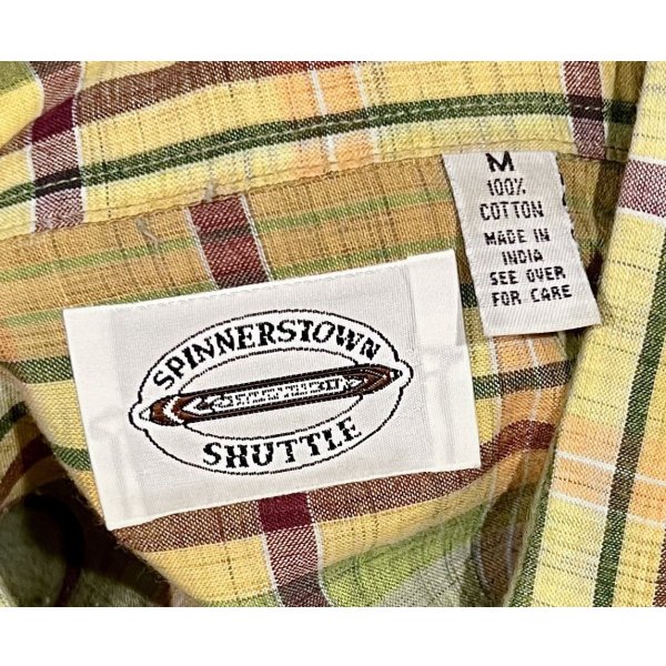 画像3: 90's~【インド製】【SPINNERSTOWN SHUTTLE】【黄色チェック】【半袖シャツ】【BDシャツ】【サイズM】 