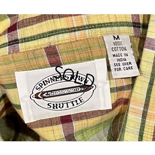 画像3: 90's~【インド製】【SPINNERSTOWN SHUTTLE】【黄色チェック】【半袖シャツ】【BDシャツ】【サイズM】 