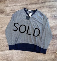 デッドストック【未使用品】【ビンテージ】【Brooks Brothers】【ブルックスブラザーズ】【紺×白ボーダー】【Vネックセーター】サイズＭ 
